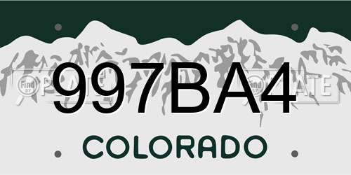 997BA4 Colorado License Plate