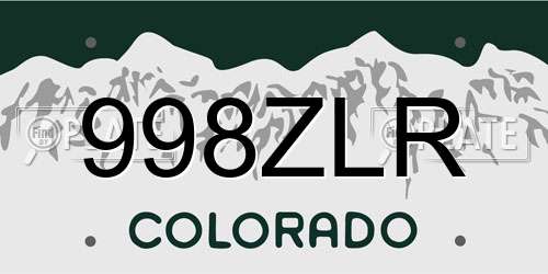 998ZLR Colorado License Plate