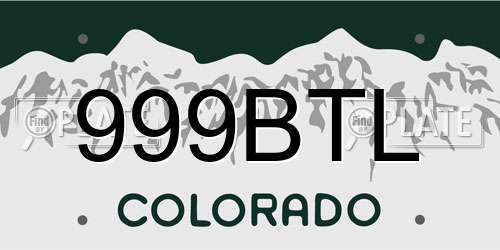 999BTL Colorado License Plate