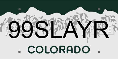 99SLAYR Colorado License Plate