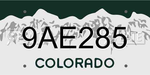 9AE285 Colorado License Plate
