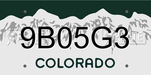 9B05G3 Colorado License Plate