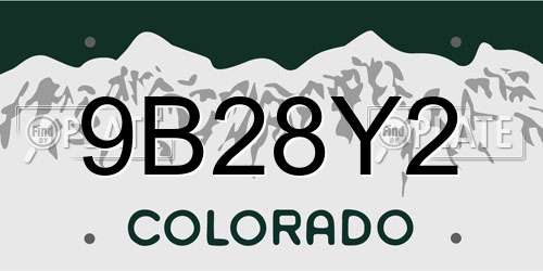 9B28Y2 Colorado License Plate