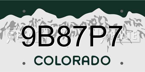 9B87P7 Colorado License Plate
