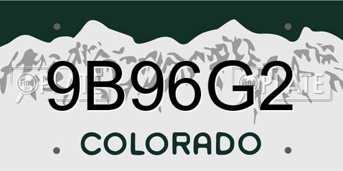 9B96G2 Colorado License Plate