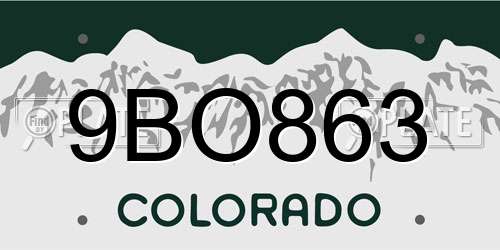9BO863 Colorado License Plate