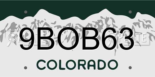 9BOB63 Colorado License Plate
