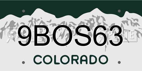 9BOS63 Colorado License Plate