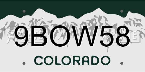 9BOW58 Colorado License Plate