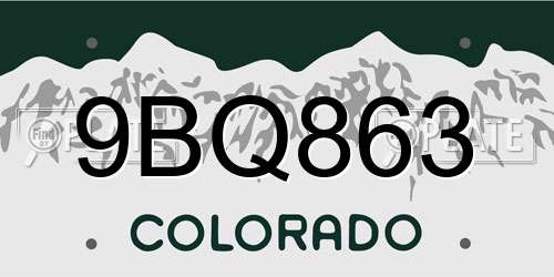 9BQ863 Colorado License Plate