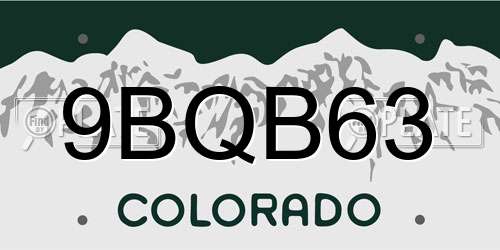 9BQB63 Colorado License Plate