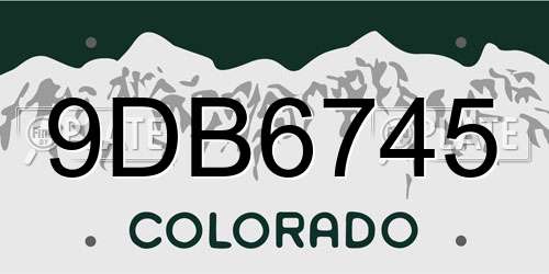 9DB6745 Colorado License Plate