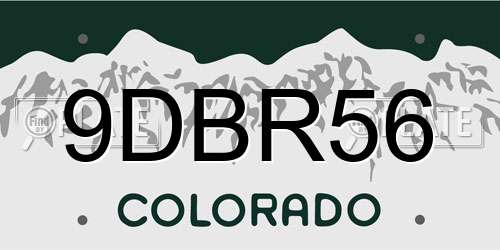 9DBR56 Colorado License Plate