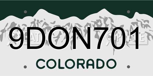 9DON701 Colorado License Plate