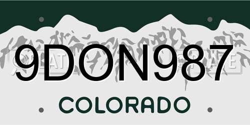 9DON987 Colorado License Plate