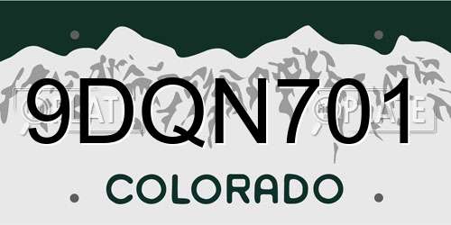9DQN701 Colorado License Plate