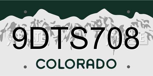 9DTS708 Colorado License Plate