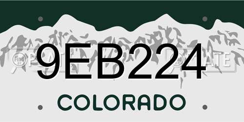 9EB224 Colorado License Plate