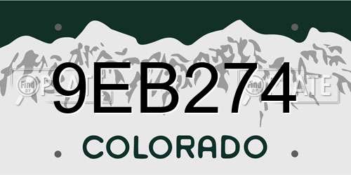 9EB274 Colorado License Plate