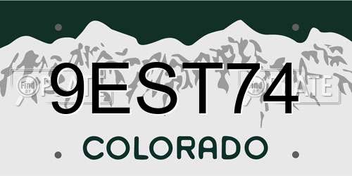 9EST74 Colorado License Plate