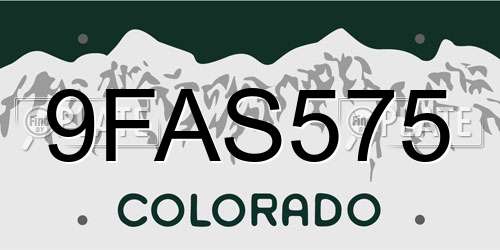 9FAS575 Colorado License Plate
