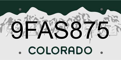 9FAS875 Colorado License Plate