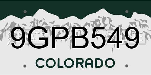 9GPB549 Colorado License Plate