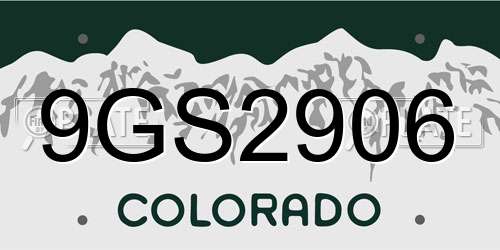 9GS2906 Colorado License Plate