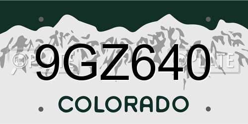 9GZ640 Colorado License Plate