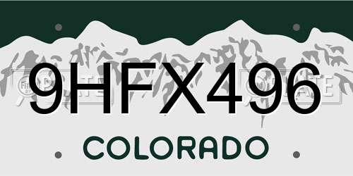 9HFX496 Colorado License Plate
