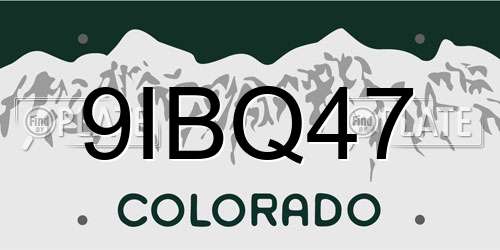9IBQ47 Colorado License Plate