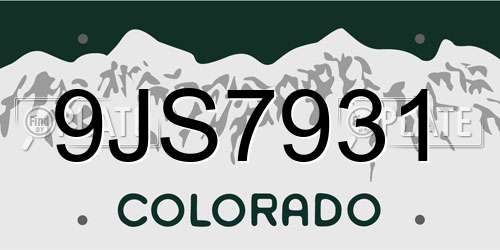 9JS7931 Colorado License Plate