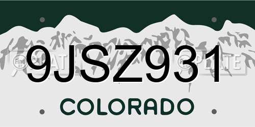 9JSZ931 Colorado License Plate