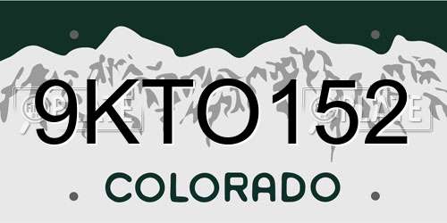 9KTO152 Colorado License Plate