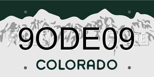 9ODE09 Colorado License Plate