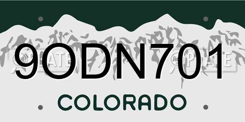 9ODN701 Colorado License Plate