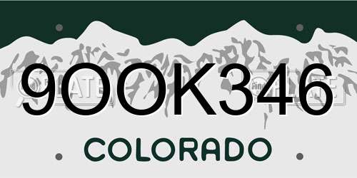 9OOK346 Colorado License Plate