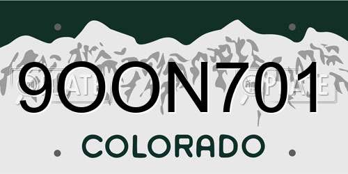 9OON701 Colorado License Plate