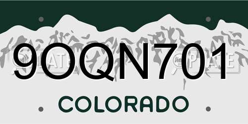 9OQN701 Colorado License Plate