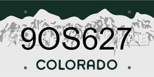 9OS627 Colorado License Plate