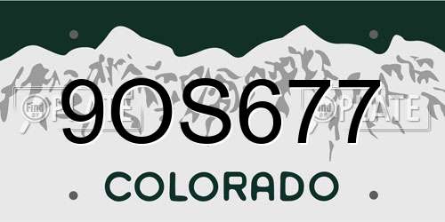 9OS677 Colorado License Plate
