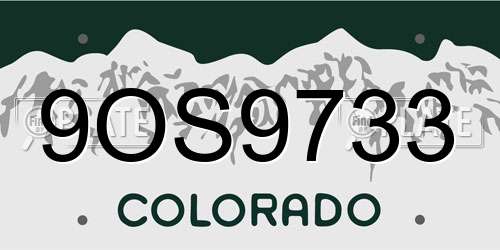 9OS9733 Colorado License Plate