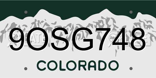 9OSG748 Colorado License Plate