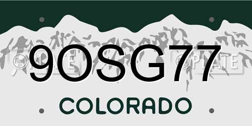 9OSG77 Colorado License Plate