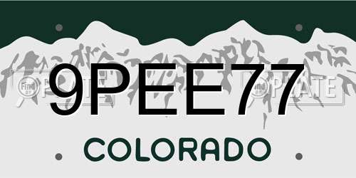 9PEE77 Colorado License Plate