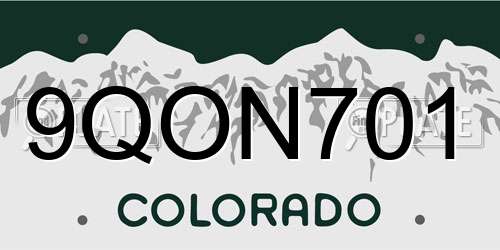 9QON701 Colorado License Plate