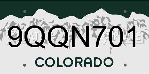 9QQN701 Colorado License Plate