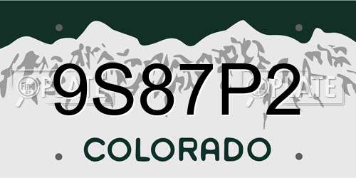 9S87P2 Colorado License Plate