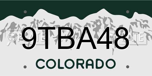 9TBA48 Colorado License Plate