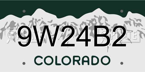 9W24B2 Colorado License Plate